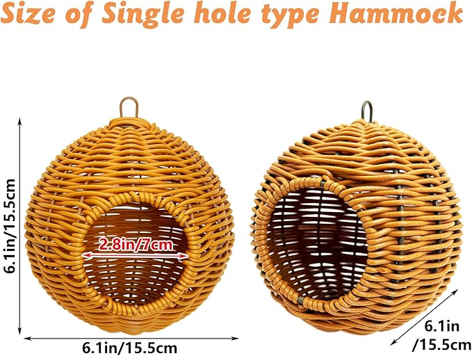 BNOSDM Rattan Bird Nest Parrot Nesting House Parakeet Hanging Swing Soft - Image 2