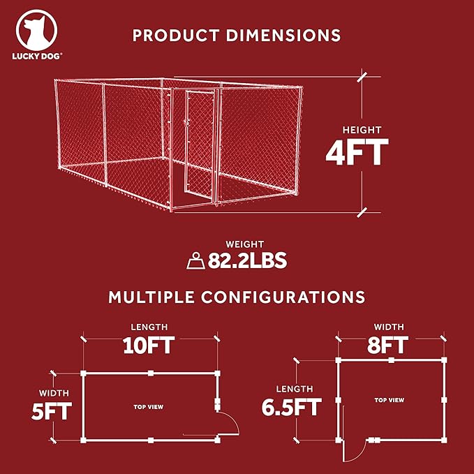 Lucky Dog Heavy Duty Outdoor Galvanized Chain Link Dog Kennel Enclosure - Image 2