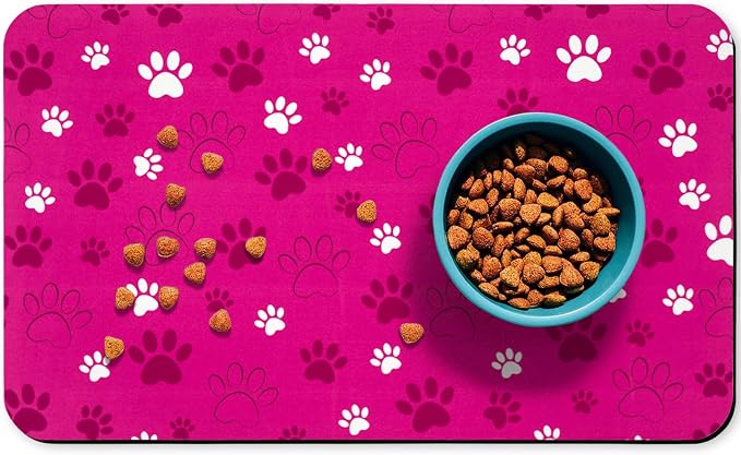 Dog Food Mat, Absorbent Water Bowl Mats Cat Pet Feeding Placemats Pink 24 * 32 by Zoeeya