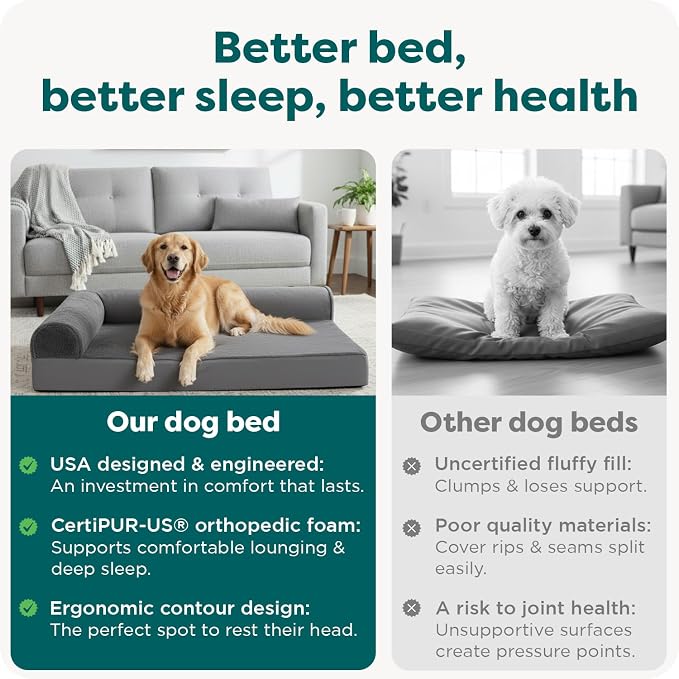 FurHaven Orthopedic Dog Bed for Large Dogs, L-Shaped Chaise Mattress - Image 7