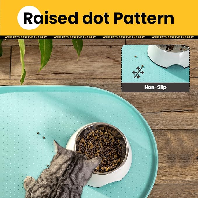 Dog Food Mat, 1/2 Inch Raised Edges Cat Feeding Mat - Image 8