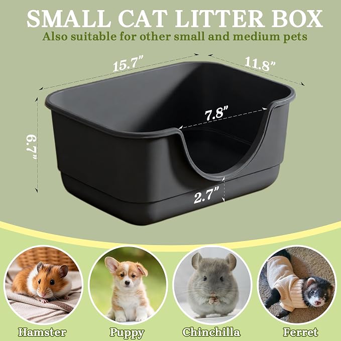 Low Entry Small Litter Box for Kittens, Kitty Plastic Litter Boxes, Open Top - Image 5