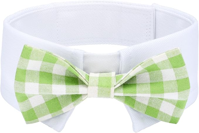 Segarty Dog Bow Tie, Adjustable Green Plaid Bowtie Collar by Segarty