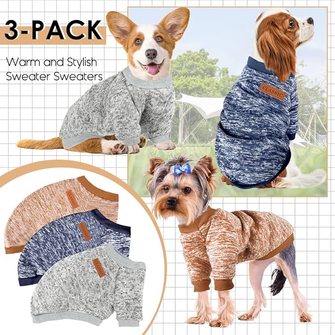 3 Pack Dog Sweaters for Small Dogs Girl Boy Winter Fleece Clothes Warm Soft Dog - Image 6