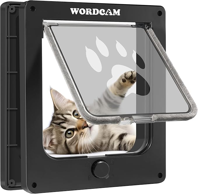 Wordcam Medium Cat Door Flap, 4 Way Locking Cat Door by Wordcam