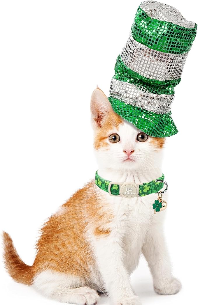 Cat Collar, Spring Green Trefoil Cat Collar - Image 4
