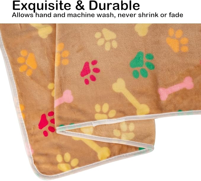 Dono 1 Pack 6 Blankets for Dogs, Soft Fluffy Paw Print Pattern Fleece Pet - Image 5