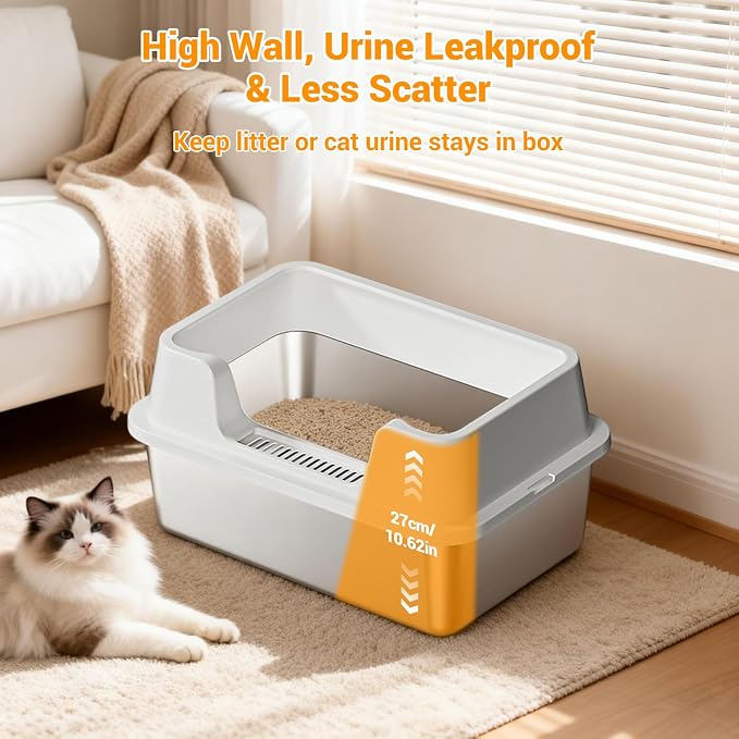 Stainless Steel Litter Box, XL Enclosed Cat Litter Boxes - Image 3