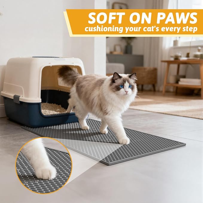Pieviev 2 Packs Cat Litter Mat Double Layer Waterproof Urine Proof Trapping Mat - Image 5