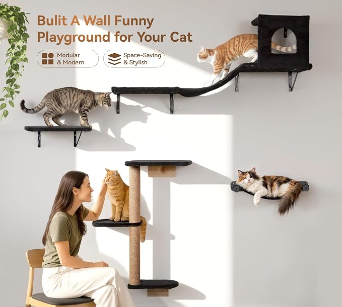 Wall Mounted Cat Furniture Set of 4 – 4 in 1 Cat Wall Shelves - Image 2