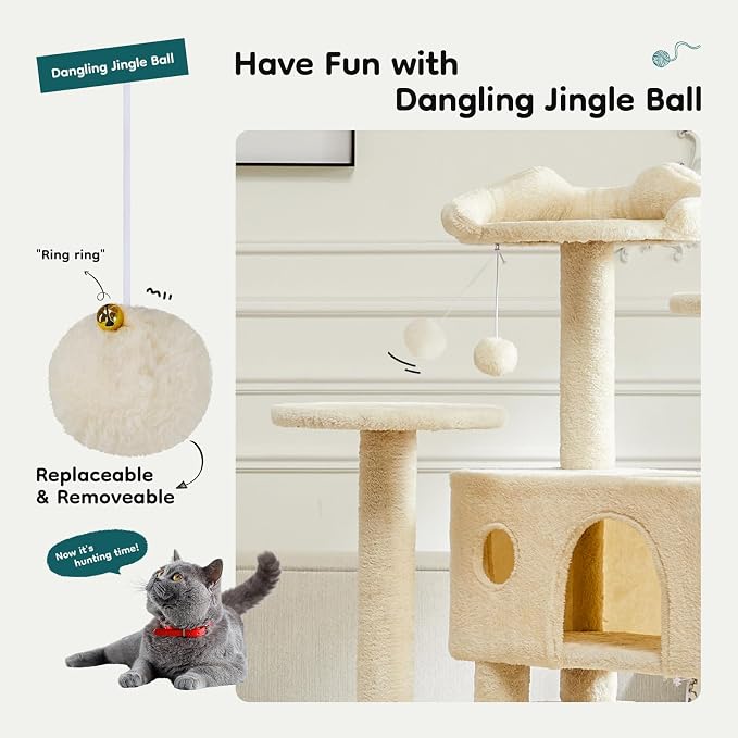 DUMOS 54-inch Indoor Cat Tree Tower –Multi-Level Pet House - Image 5