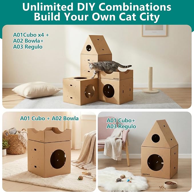 Modular Cardboard Cat Condo System, Bowl-Shaped Cat Bed Module, Foldable - Image 6