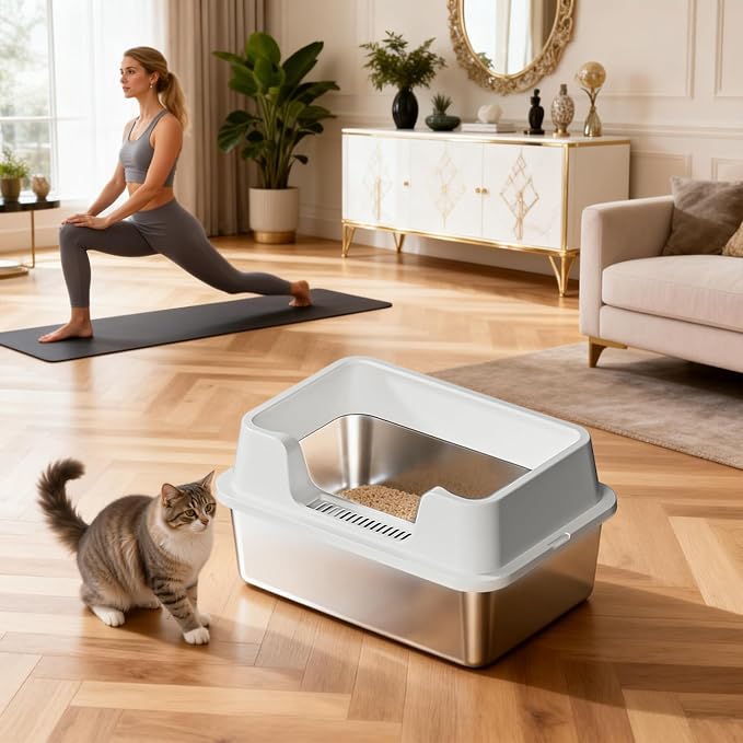 Stainless Steel Litter Box, XL Enclosed Cat Litter Boxes - Image 7
