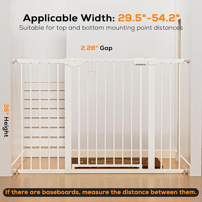 29.5-54.2" Magnetic Baby Gate for Stairs, Baby Safety Essentials, Auto Close - Image 9