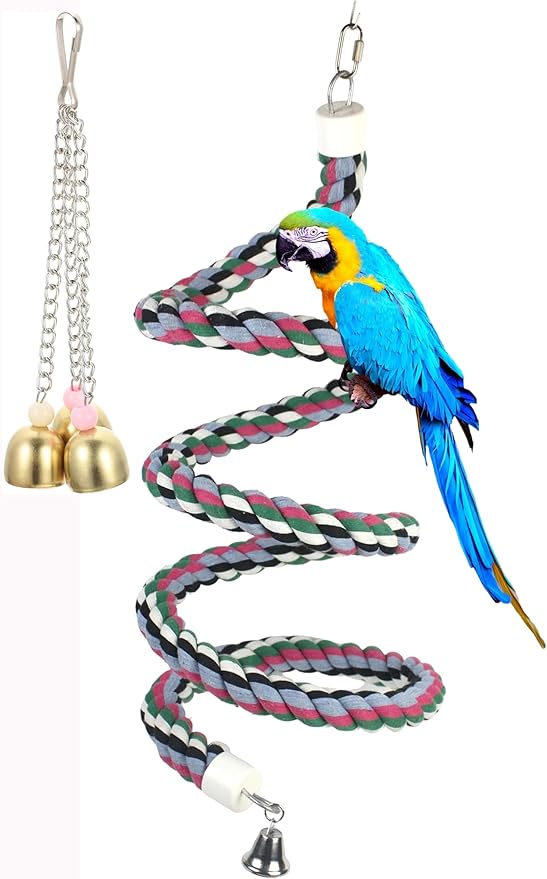 65inch Cotton Bendable Rope Perch Swing Bird Chew Toys Amazon Parrots Cage Toys by OSWINMART