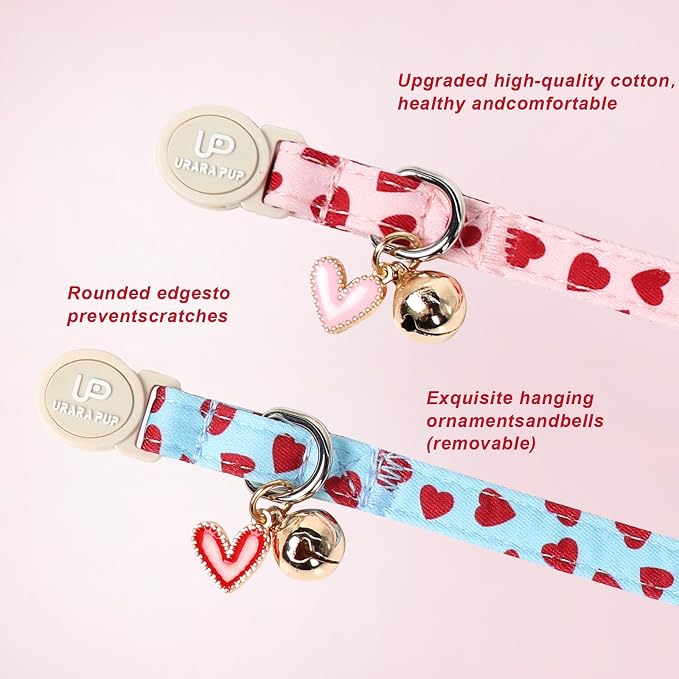Cat Collar, Sweet Heart Kitten Collars Pink Hearts - Image 2