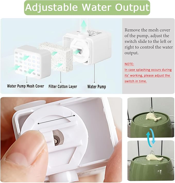 Ceramic Cat Water Fountain, 45oz/1.3L Ultra-Silent Automatic Pet Drinking Water - Image 2