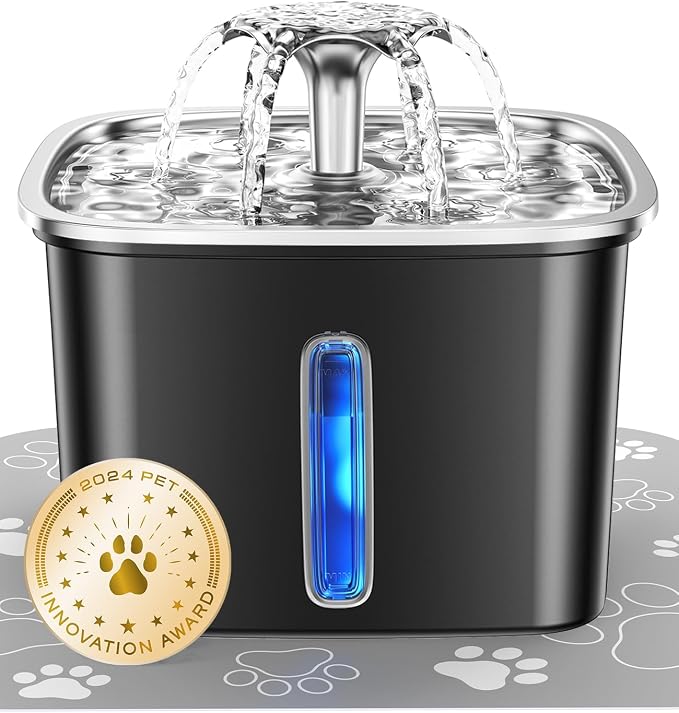Veken Innovation Award Winner Stainless Steel Cat Water Fountain, 95oz/2.8L by Veken