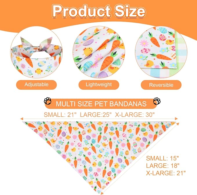 Easter Dog Bandana Large 2PCS, Colorful Scarf - Image 3