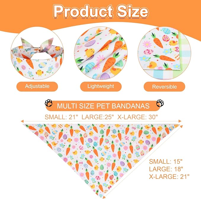 Easter Dog Bandana Small 2PCS, Colorful Scarf - Image 3