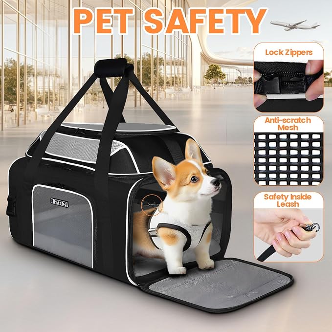 Petskd Top-Expandable Pet Carrier 19x13x9 Inches Southwest Allegiant Airlines - Image 5