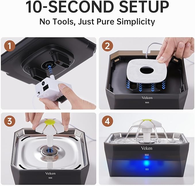 Veken Small Pet-Friendly Cat Water Fountain - Image 6