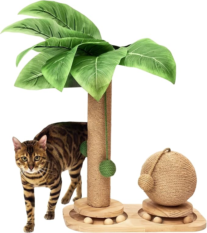 Cat Scratching Post, Wooden Cat Scratcher Toy by Khalor