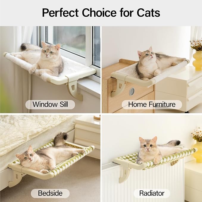 MEWOOFUN Window Sill Perch for Indoor Cats, One-Step Sliding Clamping Slot - Image 3