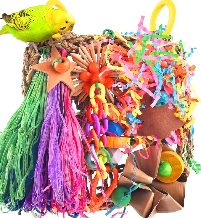 KATUMO Conure Toys, Bird Grass Mat Parakeet Shredder Hanging Toy Cockatiel by KATUMO