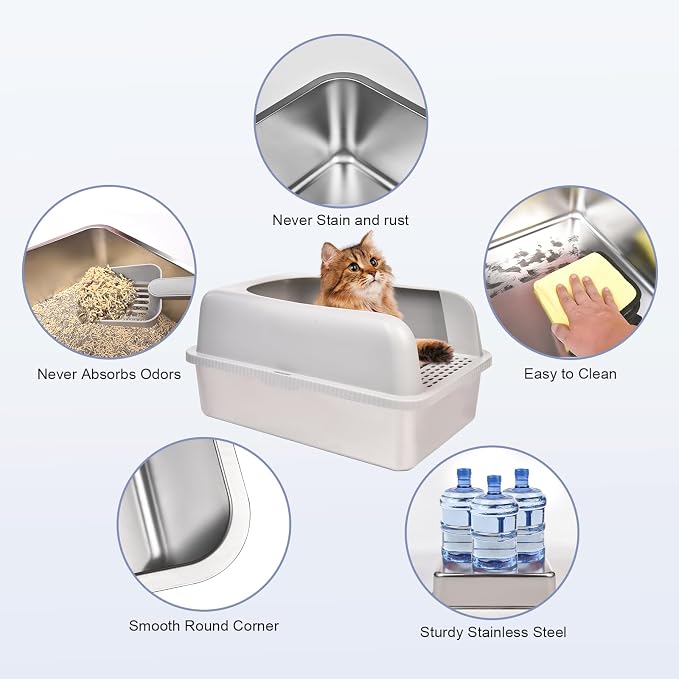 Henkelion Stainless Steel Cat Litter Box - Image 3