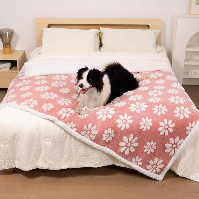 Waterproof Blanket for Dog Cat or Adult, Cute 3D Textured Flower Dog Blanket - Image 6