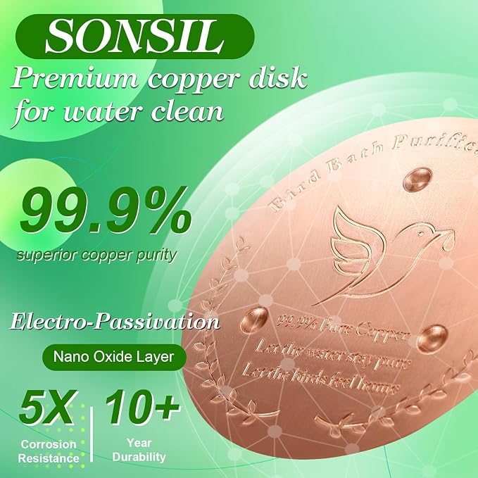 Bird Bath Copper Disk, Sturdy 1mm 99.9% Pure Copper Disk, Triple-Point Support - Image 3