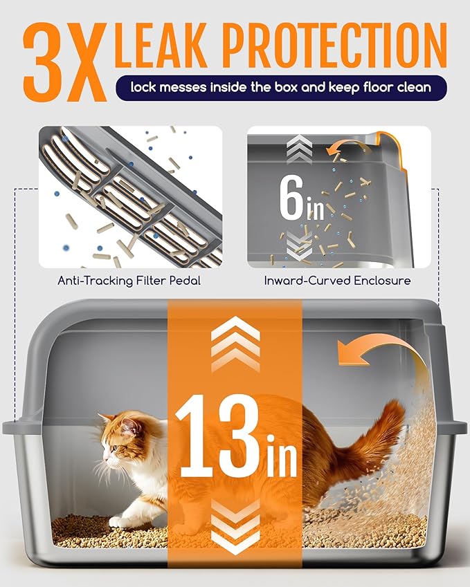 Stainless Steel Cat Litter Box, Metal Litter Box - Image 4
