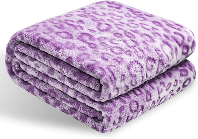 Bnuitland Purple Leopard Print Flannel Throw Blanket, 300 GSM Double Sided - Image 6