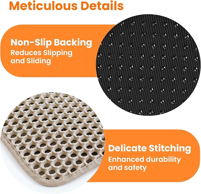 Jumbo Cat Litter Mat, 46x26 Inches Double Layer Honeycomb Litter Trapping Mat - Image 8