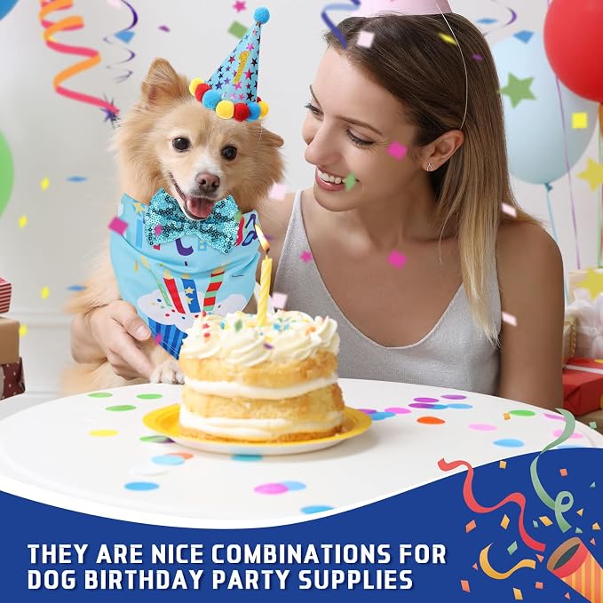 Weewooday Dog Birthday Party Supplies Birthday Boy Girl Cake Bandana Triangle - Image 5