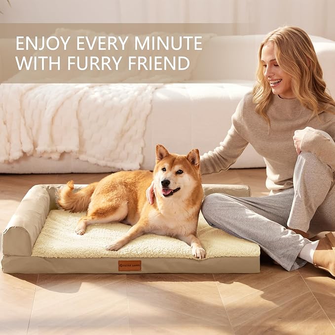 Patas Lague Orthopedic Dog Bed Large Sized Dog 36''X24'', Waterproof L Bolster - Image 2