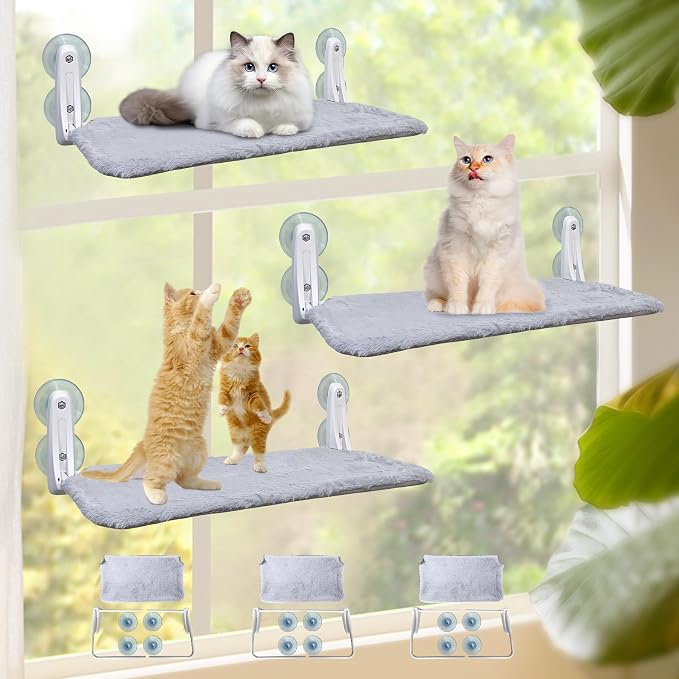 L&W BROS. 3Pc Heavy Duty Cat Window Perch, 50lb Load Foldable Hammock by LWBROS