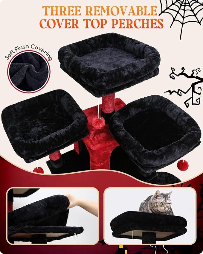 Globlazer Gothic Cat Tree, 80inch Goth Cat Tower - Image 3