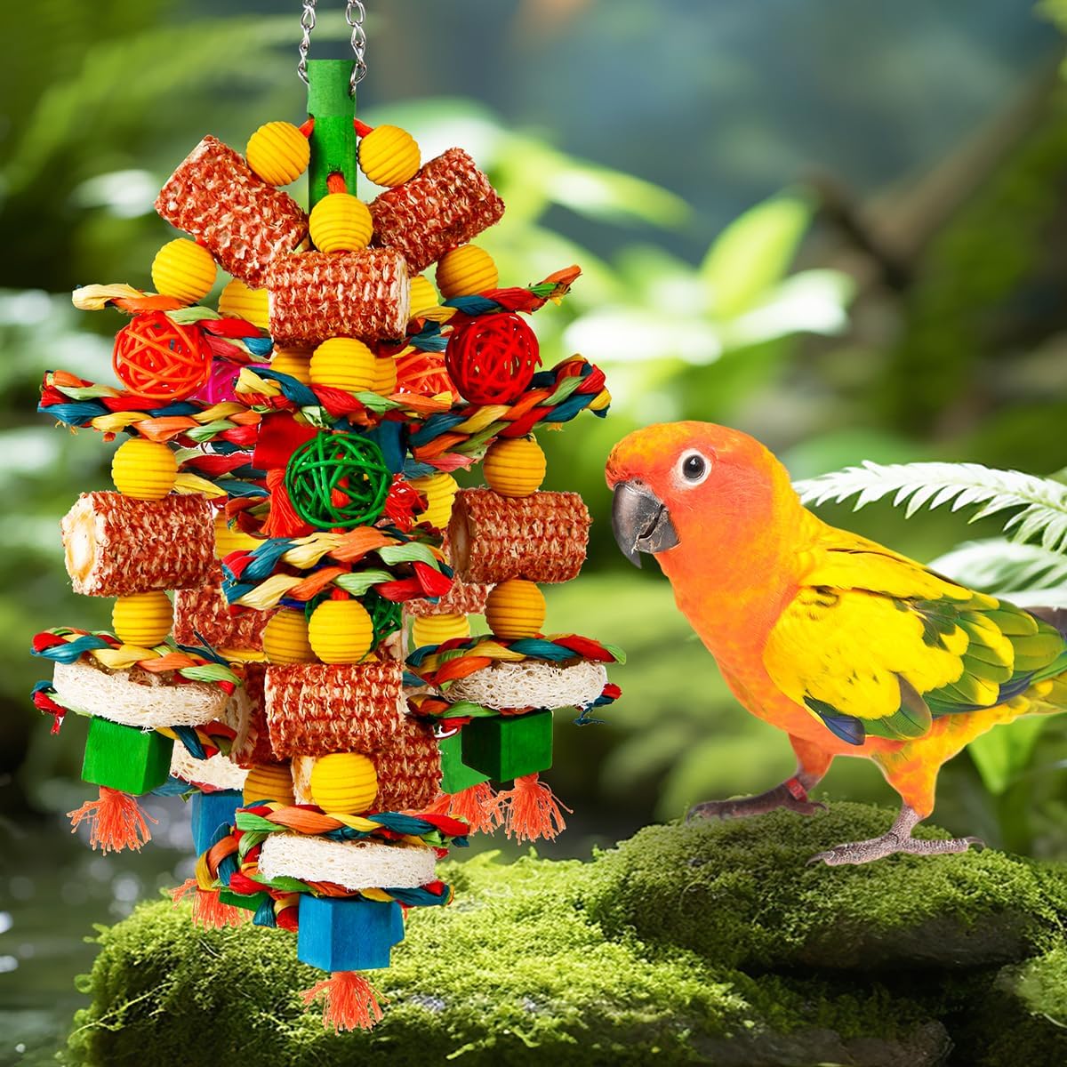 Bird Chew Toys with Corn Cob and Loofah Slices - GlobalHabitat Supply