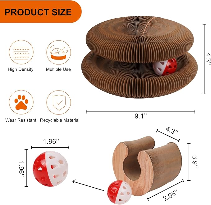 2 Pcs Kitty Kurls Cat Toy Magic Organ Cat Scratching Board, Foldable & - Image 6