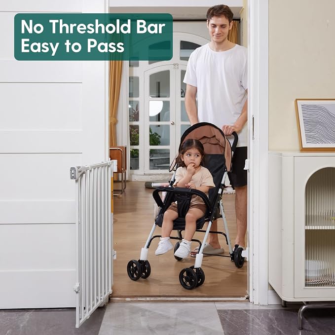 Babelio Baby Gate for Stairs, Kitchen & Doorways, 26-43" W 28" H No Bottom Bar| - Image 2
