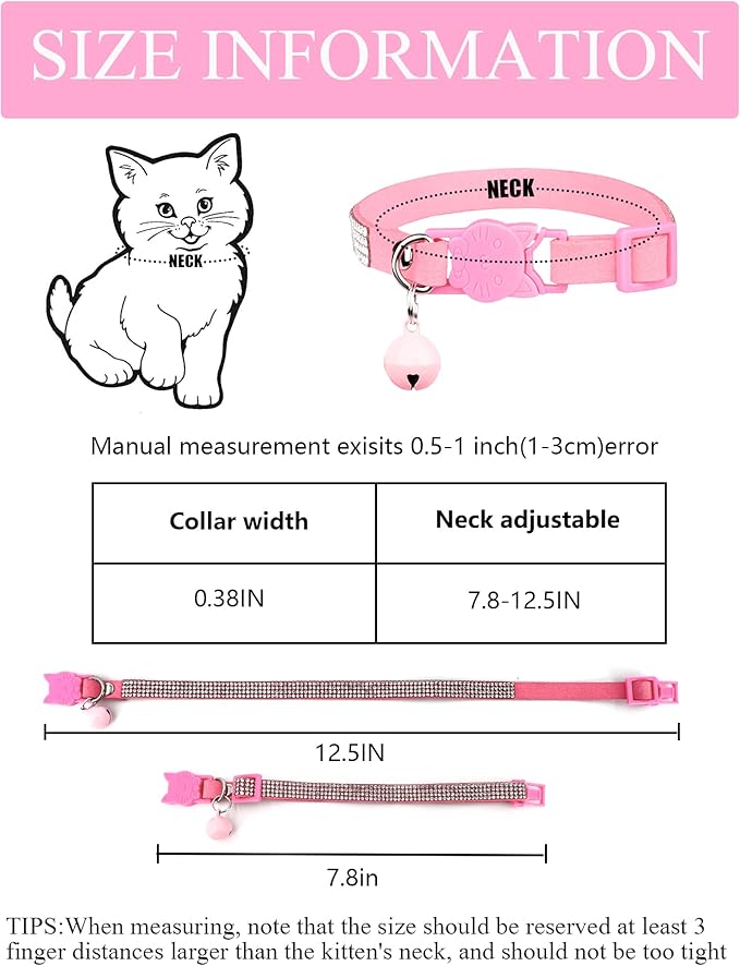 Cat Collars for Girl Cats with Rhinestone Soft Velvet, Breakaway Cat Collars - Image 6