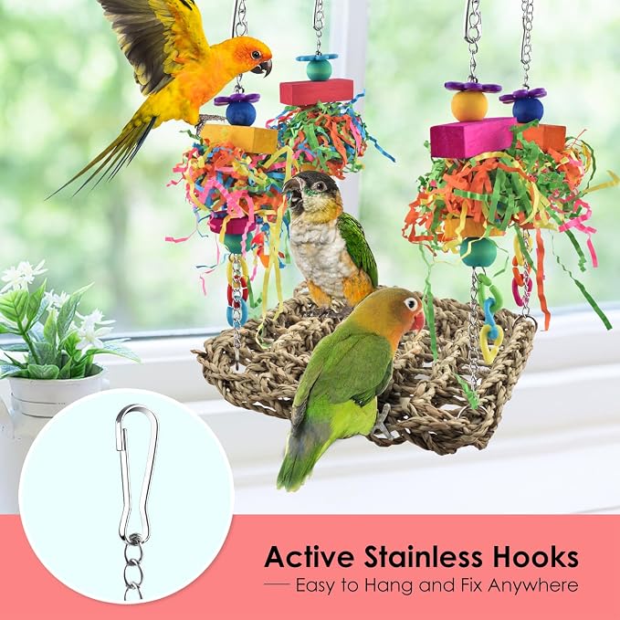 KATUMO Conure Toys, Bird Grass Swing Mat Parrot Climbing Hammock - Image 3