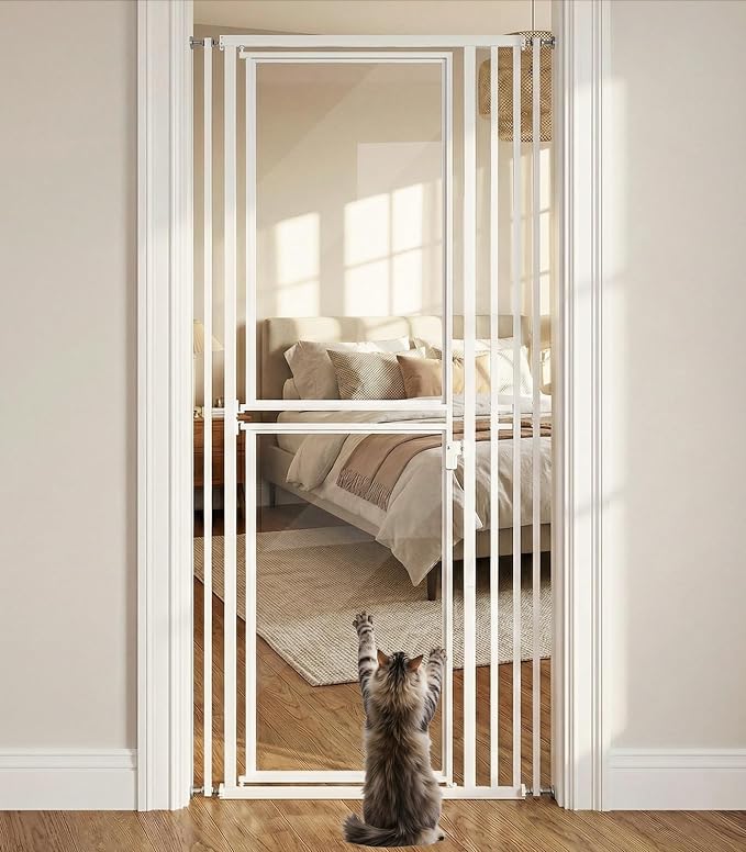78.7" Extra Tall Cat Gate, Adjustable 27.5"-37.4" Wide Pet Proof Safety Gate by AFATI