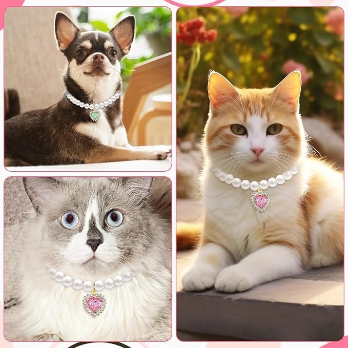 2PCS Kitten Collars Pearl Cat Dog Collar - Image 6