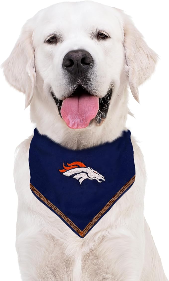 Pets First NFL Denver Broncos TIE Bandana, Large/X-Large. Dog Bandana Scarf Bib - Image 5