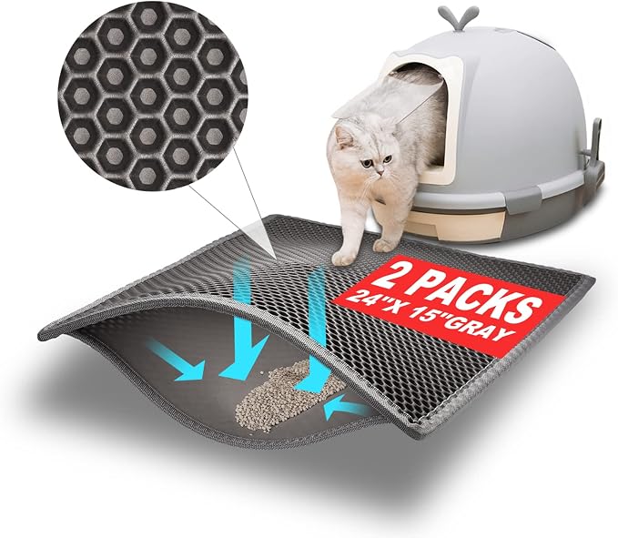 Pieviev 2 Packs Cat Litter Mat Double Layer Waterproof Urine Proof Trapping Mat by Pieviev