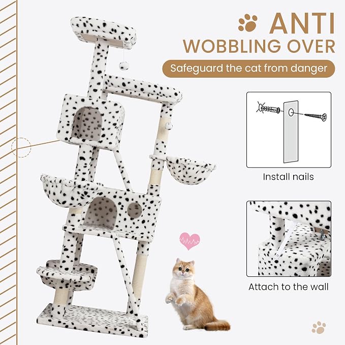 SHA CERLIN 65in Larger Cat Tree Tower Condo - Image 7