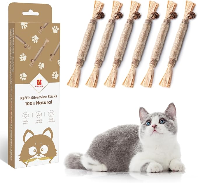 Potaroma 3 Pack Natural Silvervine Sticks Cat Toys, Catmint Silvervine Blend by Potaroma